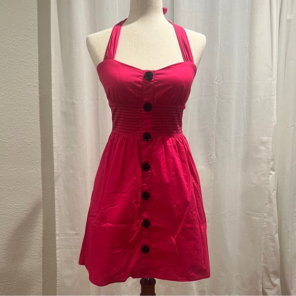 Ruby Rox Vibrant Pink Button-Front Mini Dress - Picture 9 of 9